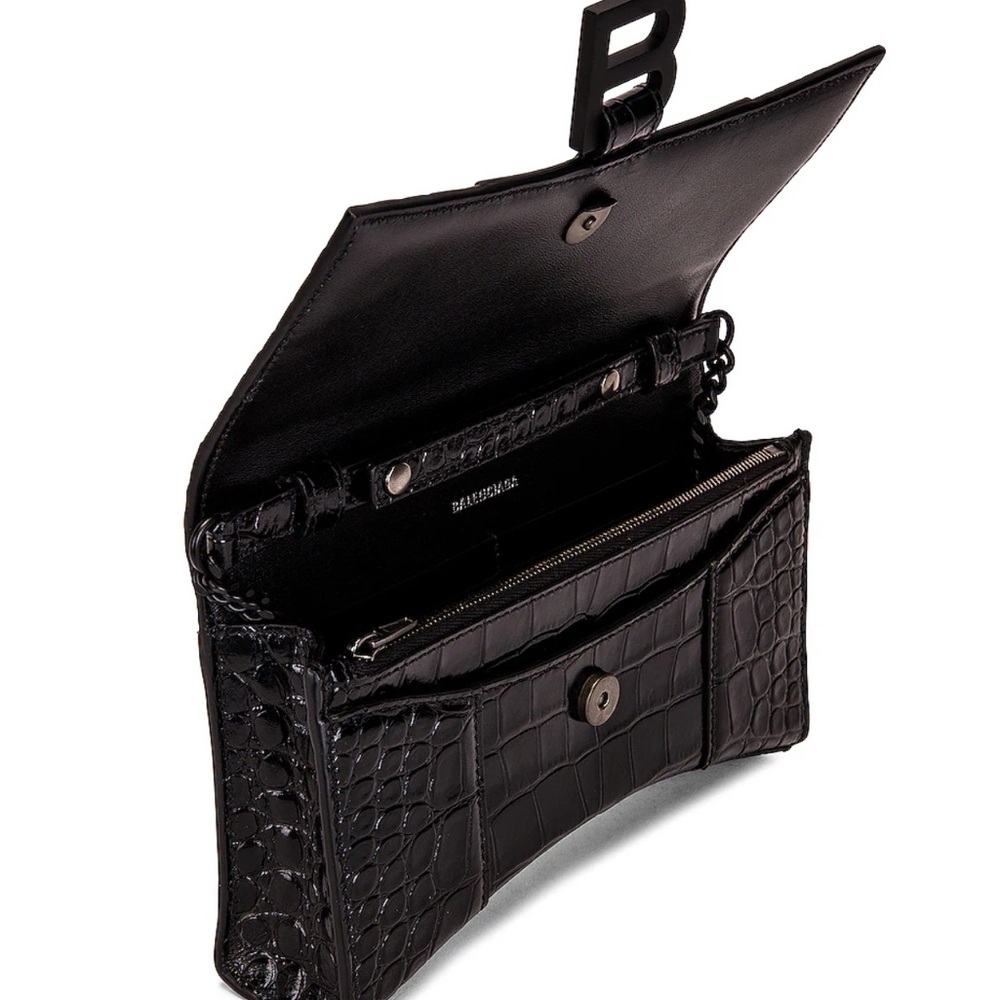 Balenciaga Black Croc-Embossed Crossbody Bag - Picture 7 of 7